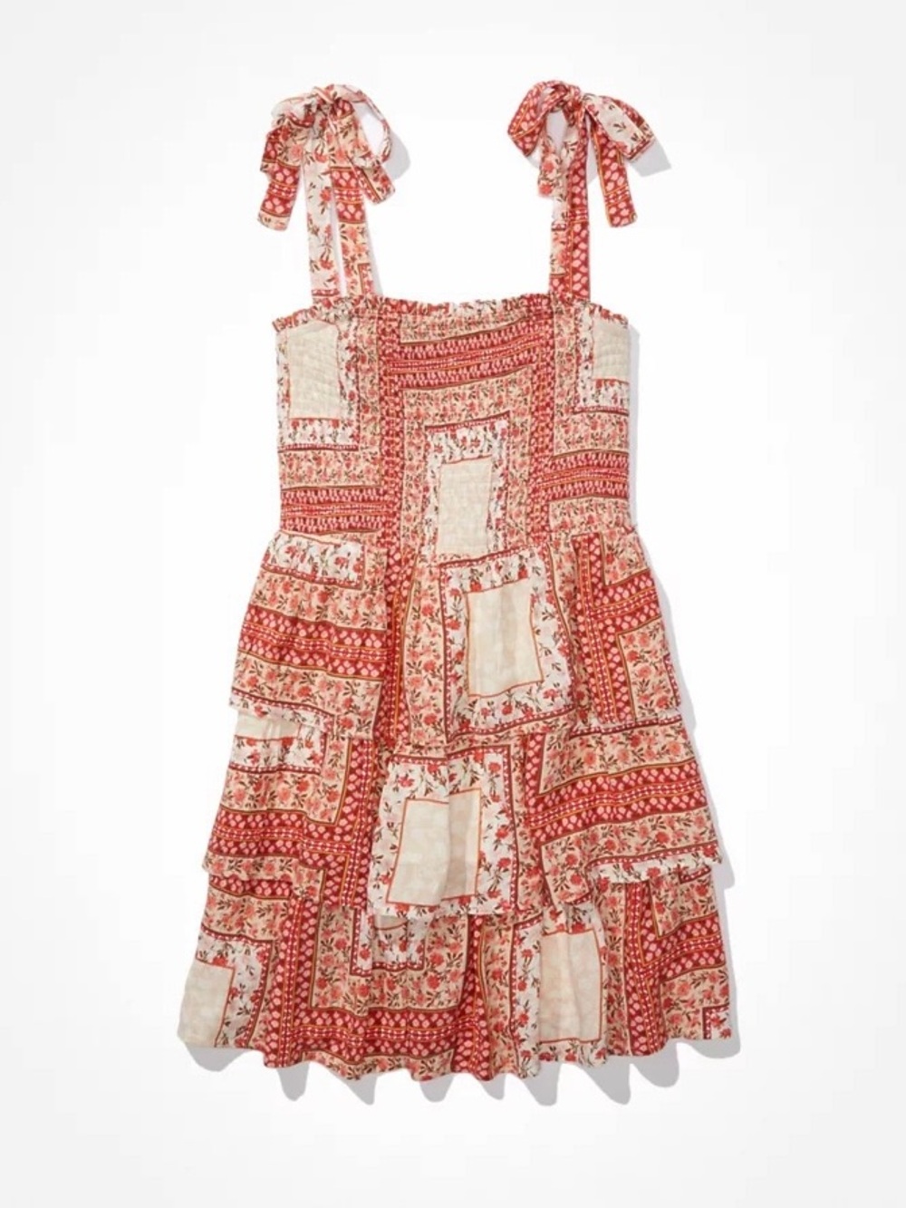 American Eagle printed smocked mini dress